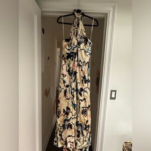 Tanya Taylor silk halter gown